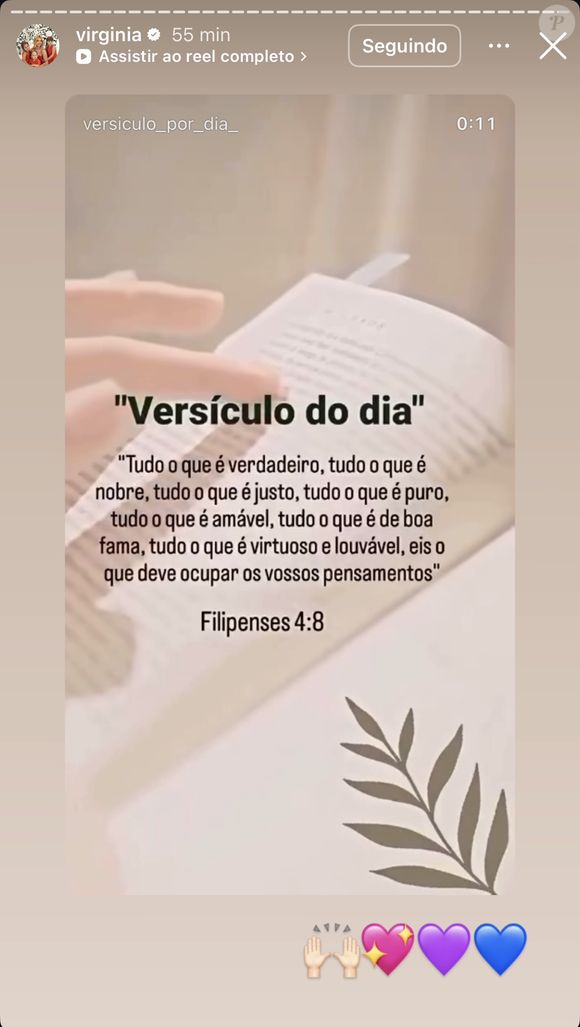 Leia o 'versículo do dia' de Virgínia Fonseca, que deixou na legenda apenas emojis de coração e mãos levantadas