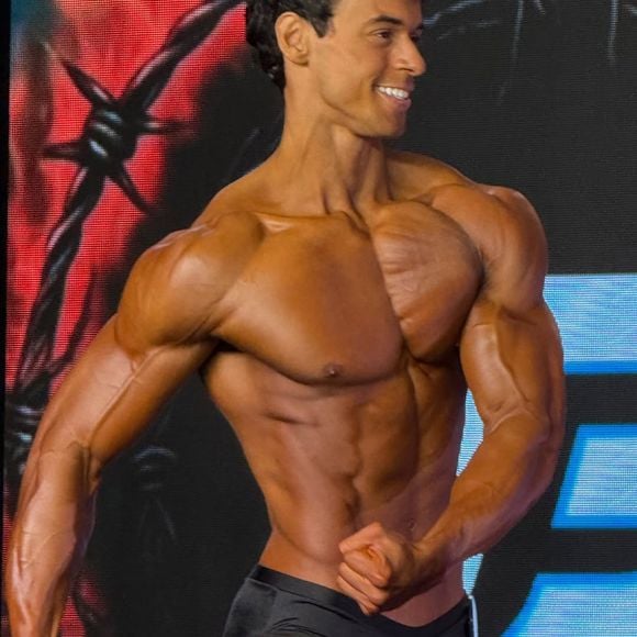 Victor Alexandre, filho de Carla Perez e Xanddy, participou do seu primeiro campeonato de fisiculturismo