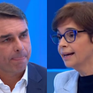 Após almoço com a cúpula da Globo, Flávio Bolsonaro é confrontado por Renata Lo Prete sobre filme do pai, ouve correção sobre Lula e vira alvo de críticas na web: 'Muito fraco e muito ruim'