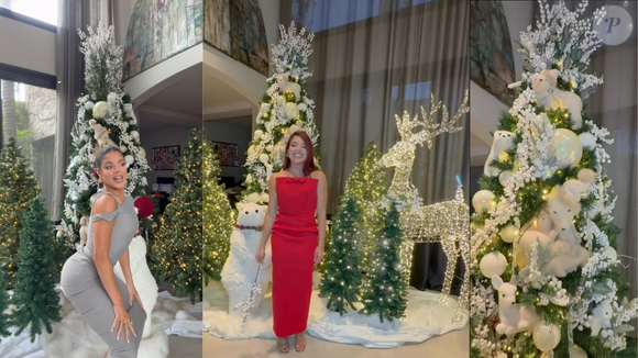 Gkay apostou em um cenário nada minimalista: urso polar, neve artificial e uma rena gigante iluminada. Com pinheiros de vários tamanhos e muito branco remetendo à neve, a decoração ganhou cara de shopping de luxo