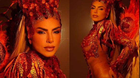 Musa da Mocidade, Erika Schneider brilha com fantasia de 15 mil cristais bordados à mão e faz ritual sagrado antes de desfilar