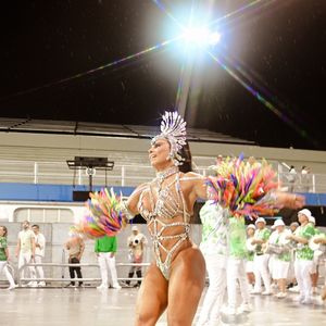 Viviane Araújo, uma das rainhas veteranas no Carnaval, impressiona com seu corpo definido.