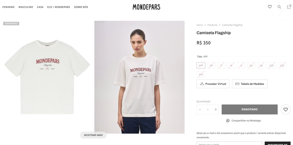 A atriz usava uma camiseta da marca de sua amiga Sasha Meneghel, a Mondepars. A peça, uma camiseta oversize da coleção “Flagship”, custa R$ 350 segundo o site oficial da marca