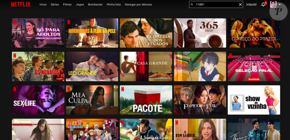 O código 11881 refere-se a uma seleção de filmes e séries voltada principalmente para o público adulto