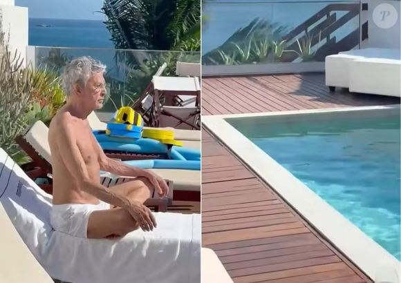 Caetano Veloso desfruta de um espaço zen onde já foi fotografado aproveitando o sol e meditando