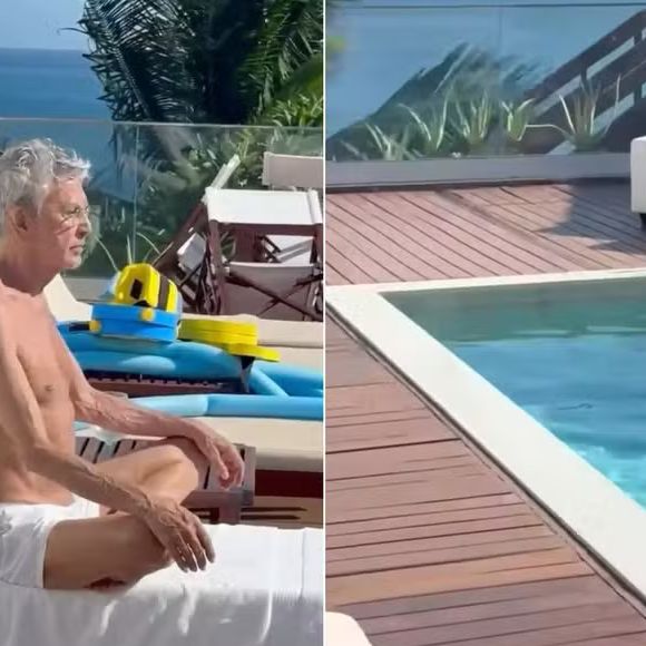 Caetano Veloso desfruta de um espaço zen onde já foi fotografado aproveitando o sol e meditando