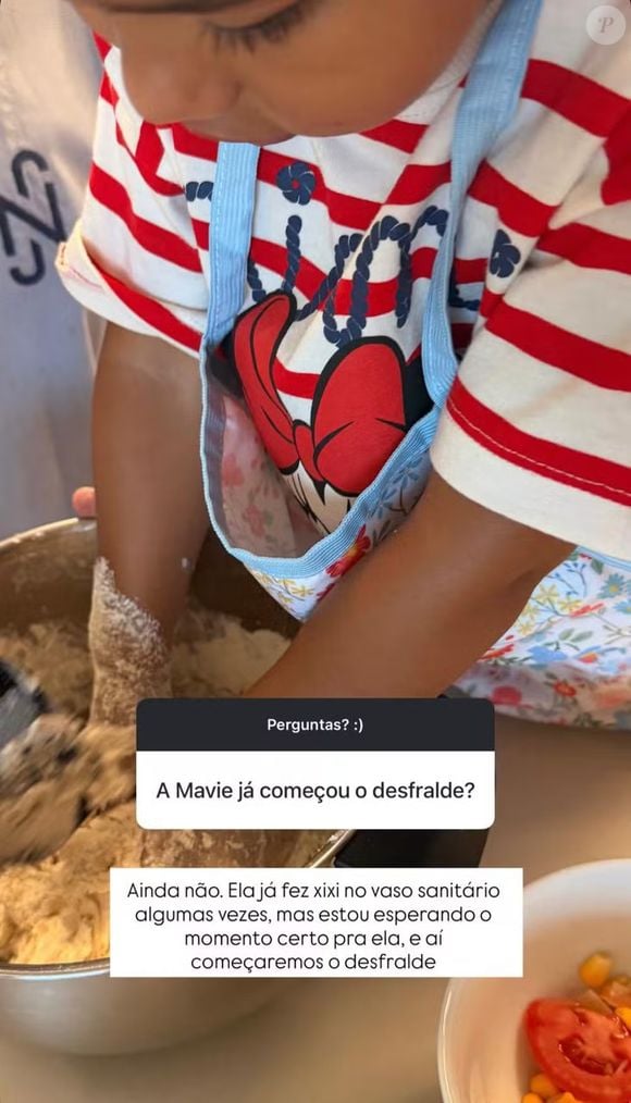 "Ela já fez xixi no vaso sanitário algumas vezes", disse Bruna Biancardi sobre Mavie