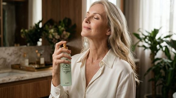 Com lima, alecrim, bergamota, limão-siciliano e verbena, o Banho Refrescante Chá Verde & Ervas de Avantim aposta em notas cítricas e herbais para quem atravessa a menopausa e deseja incorporar uma fragrância leve à rotina, especialmente nos dias em que os fogachos aumentam a sensação de calor