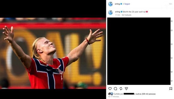 Haaland também comemorou a Noruega nas quartas de final na Copa