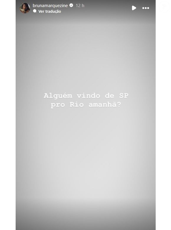 Bruna Marquezine usou o Stories do Instagram para fazer uma pergunta sobre viagem RJ-SP