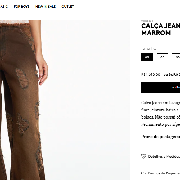 Calça usada por Virgínia Fonseca e Ana Castela é marcada por flare justa, cintura baixa, barra desfiada à fio e rasgos