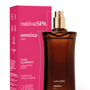 Óleo Multifuncional Glorioso Corpo e Cabelos Nativa SPA Ameixa (O Boticário) - 85ml | R$ 98,90 - versátil e elegante, o óleo seco promete brilho para os cabelos, nutrição para a pele e uma explosão de fragrância perfeita para o autocuidado diário