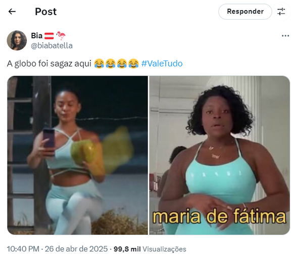 ‘A Globo foi sagaz aqui’, postou a internauta que notou a semelhança