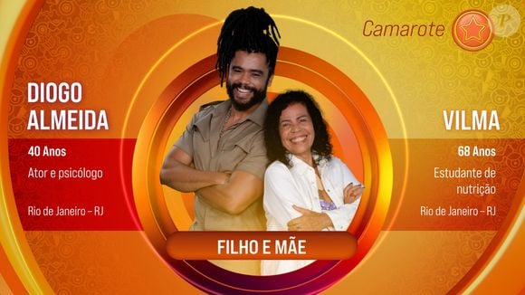 Diogo Almeida está confirmado como parte do time Camarote do 'BBB 25' ao lado da mãe, Vilma Nascimento