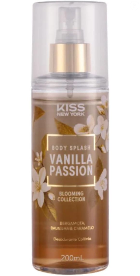 Body Splash Vanilla Passion (Kiss New York) 250ml | R$27,06 - com notas de baunilha, damasco e âmbar, aposta em um aroma doce e envolvente que combina frescor e sofisticação