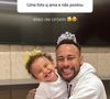 Neymar aparece sorridente e abraçadinho com a segunda filha, Mavie, de 1 ano, em uma imagem publicada por Bruna Biancardi