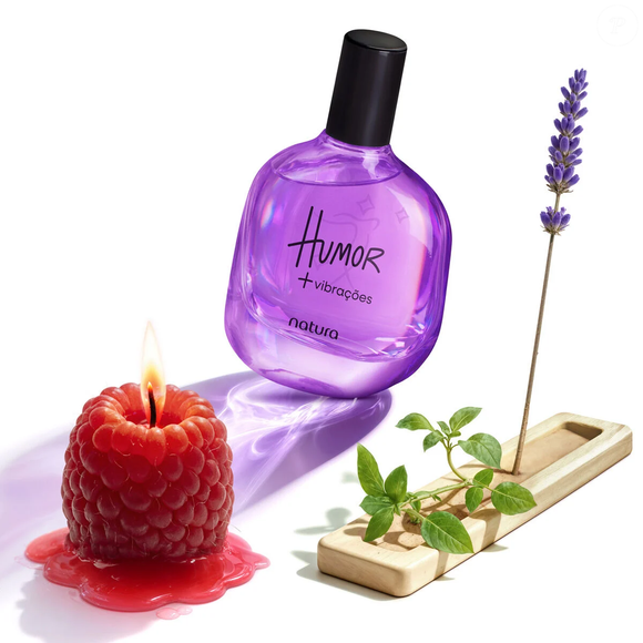 Framboesa, canela e lavanda formam a combinação surpreendente de Humor + Vibrações, perfume pensado para espalhar boas energias ao longo do dia