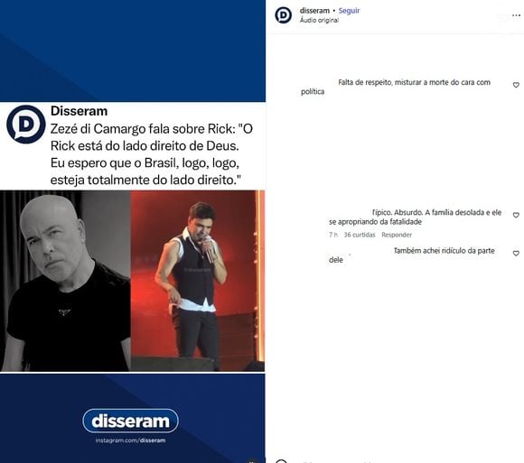Zezé Di Camargo foi detonado após citar eleições 2026 ao falar da morte de Rick Sollo: 'Doença'