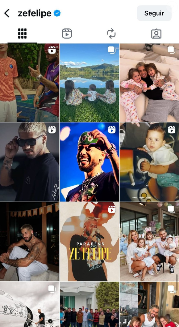 Zé Felipe apagou mais de 300 fotos com Virgínia no Instagram na noite desta quarta-feira (17)