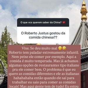 Ana Paula Siebert contou que Roberto Justus não experimenta pratos típicos em viagens