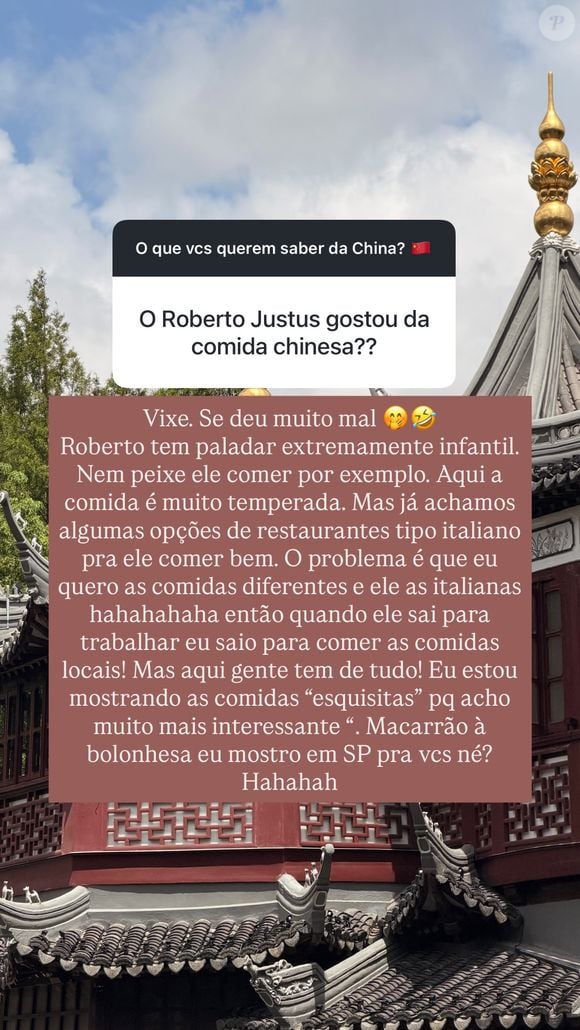 Ana Paula Siebert contou que Roberto Justus não experimenta pratos típicos em viagens