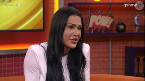 Gracyanne Barbosa foi confrontada no 'Bate-papo BBB' sobre sua amizade com Diego Hypólito