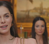Bahar, surpreende ao chegar produzida na festa dos filhos gêmeos de Piril na novela 'Força de Mulher', no capítulo desta quarta-feira 2 de abril de 2025