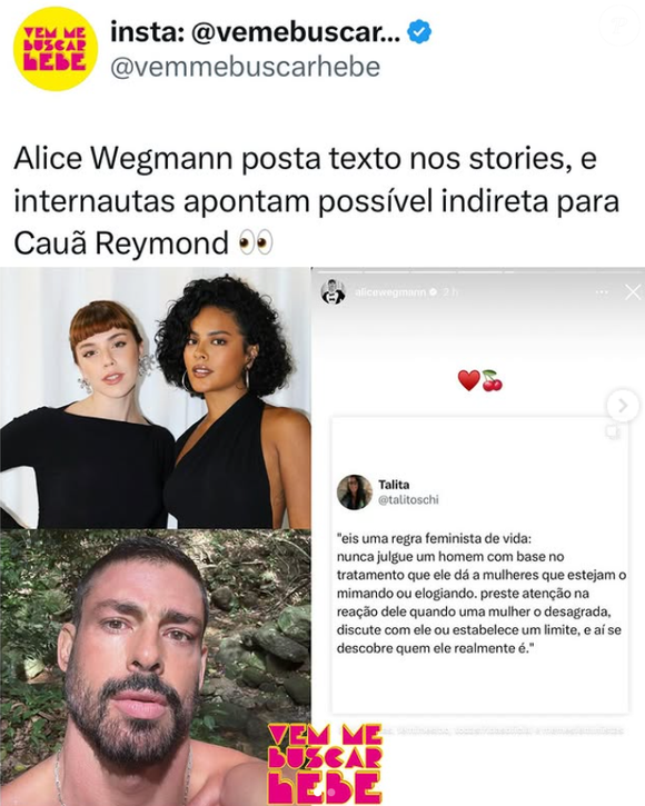 Alguns internautas na web apontaram a mensagem compartilhada por Alice como uma possível indireta.