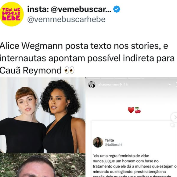 Alguns internautas na web apontaram a mensagem compartilhada por Alice como uma possível indireta.