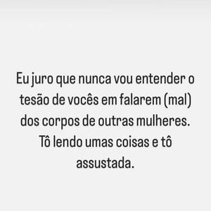 Nesta quarta-feira (21), Mariana Goldfarb se pronunciou em um stories dizendo estar 'assustada' com os comentários que leu