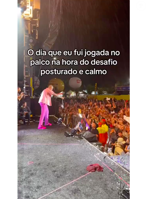 Em um deles, Rafaella mostrou uma situação no show de ninguém menos que Léo Santana