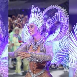 Paolla Oliveira não segura emoção durante desfile da Grande Rio: neste ano, a atriz se despede do posto de Rainha da bateria