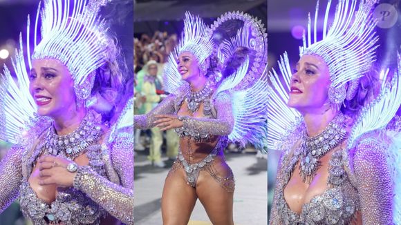 Paolla Oliveira não segura emoção durante desfile da Grande Rio: neste ano, a atriz se despede do posto de Rainha da bateria