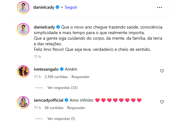 Ivete Sangalo respondeu à publicação do ex-marido Daniel Cady com as gêmeas no colo