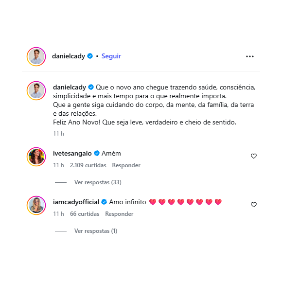 Ivete Sangalo respondeu à publicação do ex-marido Daniel Cady com as gêmeas no colo