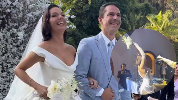 Buquê do casamento de Isis Valverde e Marcus Buaiz é disputado por Sophie Charlotte, mas vai parar em outras mãos. Saiba quem pegou!