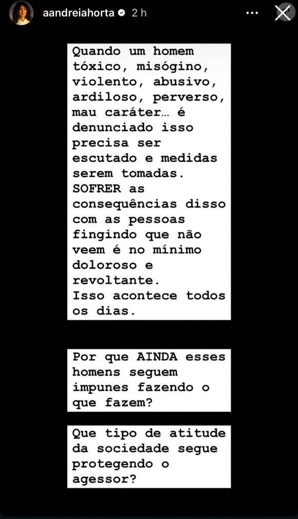 Atriz Andreia Horta faz postagem na web e muitos internautas acreditaram que poderia se tratar de uma indireta para o ator Cauã Reymond; vale ressaltar que ela não mencionou nomes