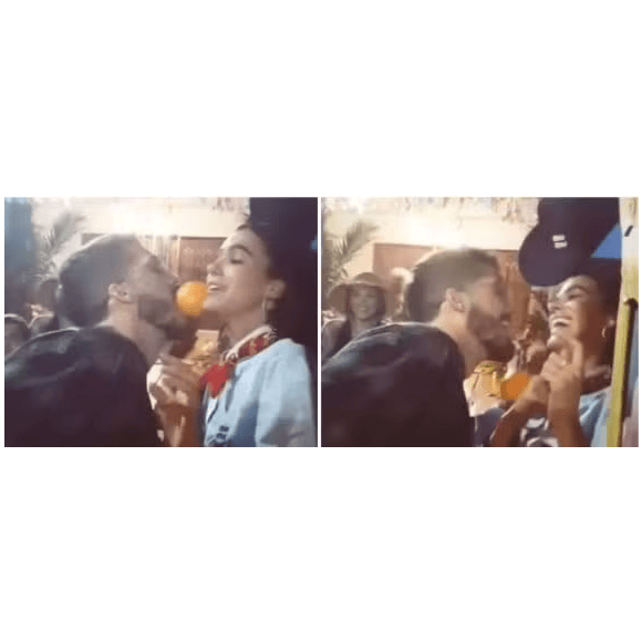 Os dois se divertiram juntos, brincando no touro mecânico e dançando coladinhos em uma dinâmica com uma laranja na testa. Esses momentos reforçaram os rumores de um relacionamento.