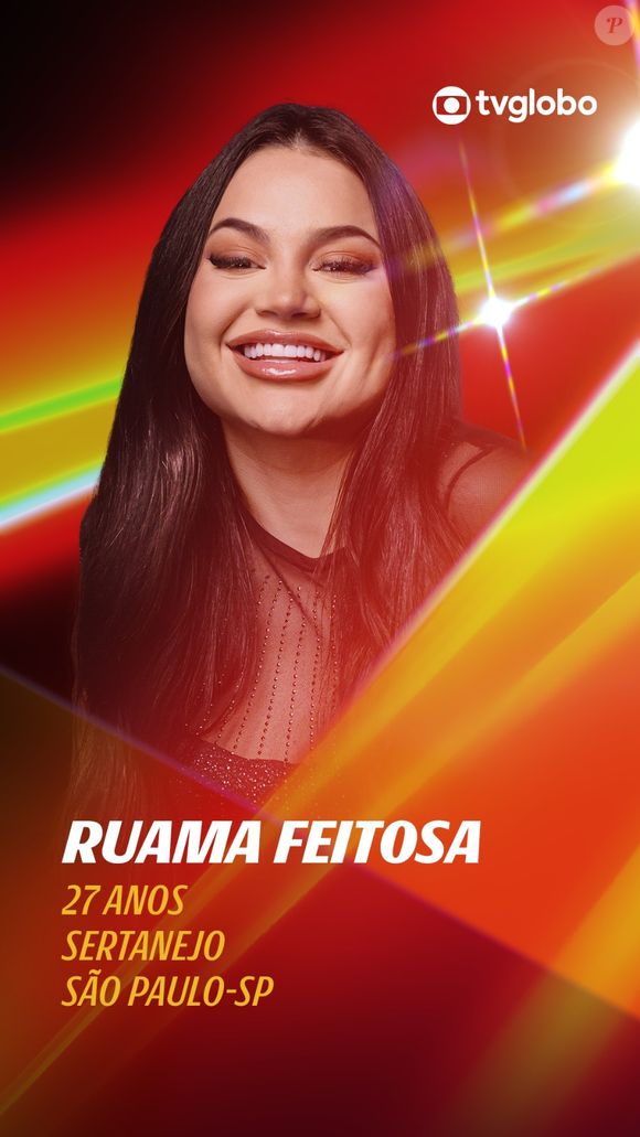 'Estrela da Casa': com o bordão “Chama na pegada da Ruama”, ela já chega sem pedir licença. Representante do sertanejo, Ruama é extrovertida, dançante e fervorosa. Diz que tem o palco como extensão da sua energia. De São Paulo, já cantou com Zezé Di Camargo e apareceu ao lado de Marília Mendonça no 'Profissão Repórter'.
