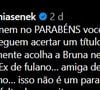 Cynthia Aparecida reage à matéria do F5: 'isso não é um parabéns é uma falta de respeito'