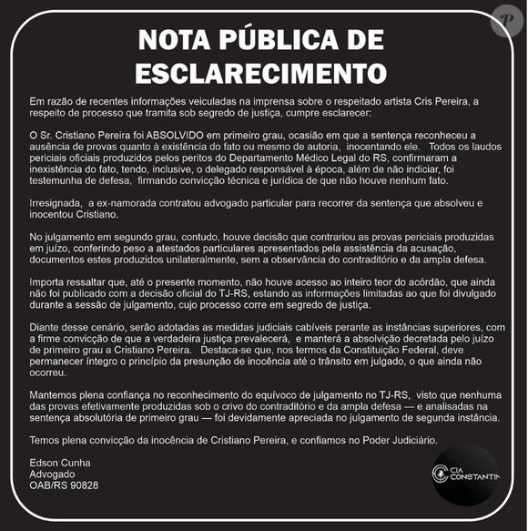 Cristiano Pereira, de 'A Praça é Nossa', afirmou inocência após condenação à prisão por estupro contra filha menor de idade