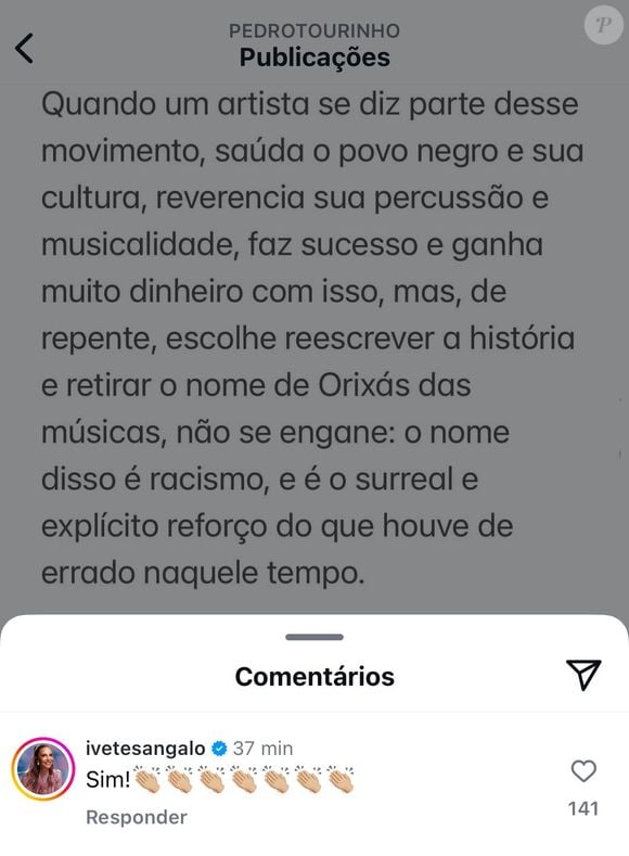 Pedro Tourinho faz crítica, Ivete Sangalo concorda e web aponta indireta para Claudia Leitte