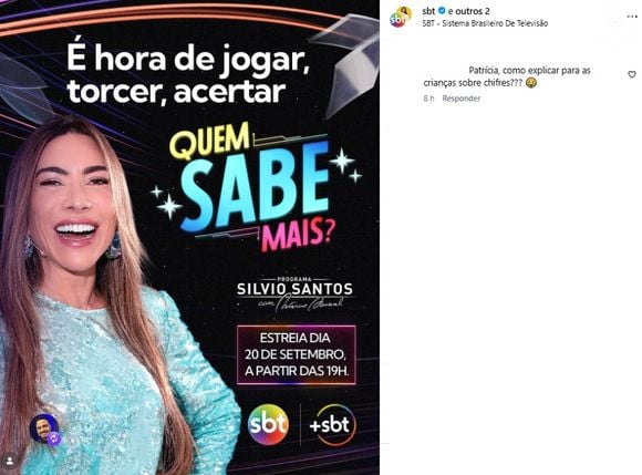 Patricia Abravanel foi atacada ao divulgar novo game de seu programa no SBT