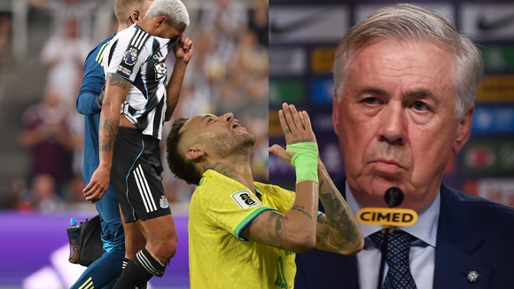 Que azar! Convocado por Ancelotti para a Seleção, jogador se lesiona horas depois e web dispara: 'Praga do Neymar'