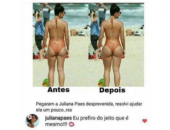 Fã aumenta bumbum de Juliana Paes no Photoshop e atriz reprova