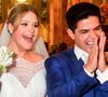 Vestido de noiva clássico com saia bordada e mais: a roupa de casamento da filha de Tom Cavalcante, Maria Cavalcante