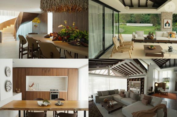 Diferente do maximalismo da antiga mansão, a nova casa apresenta um design mais clean e minimalista, priorizando espaços amplos, tons neutros e elementos naturais.