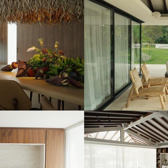 Diferente do maximalismo da antiga mansão, a nova casa apresenta um design mais clean e minimalista, priorizando espaços amplos, tons neutros e elementos naturais.