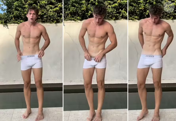 Pietro Antonelli, de 19 anos, decidiu entrar na trend do "Get Ready With Me" (GRWM) e apareceu só de cueca branca em um vídeo para se vestir.