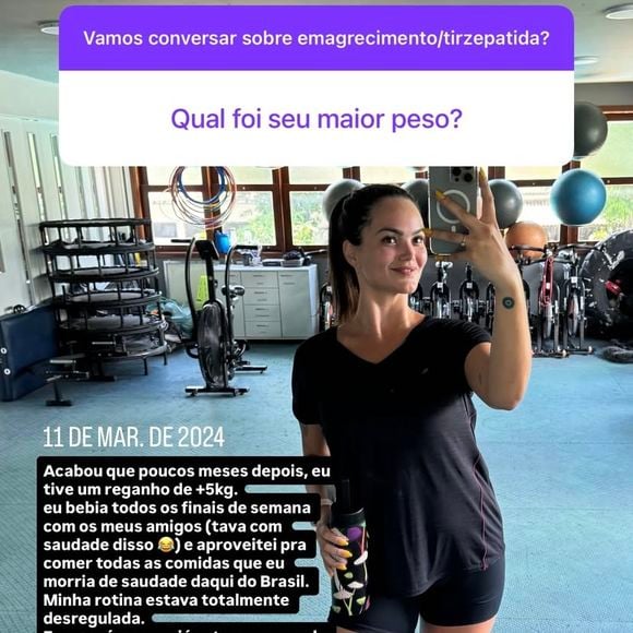 Filha de Kelly Key retornou ao Brasil no ano seguinte, o que desregulou sua rotina e resultou em um novo ganho de 5 kg